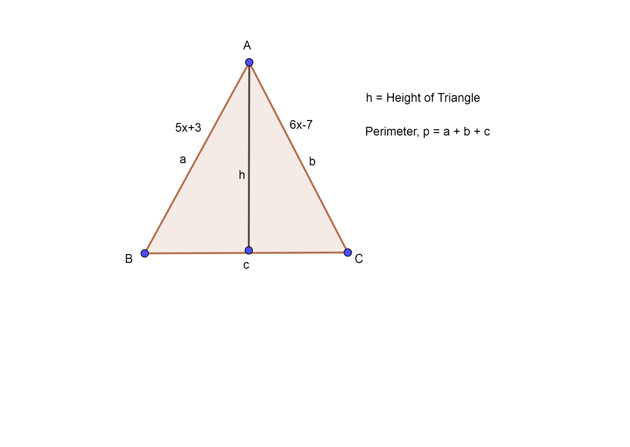 Two Equal Sides Of Isosceles Triangle Of A Triangle Are 5x 3 And 6x 